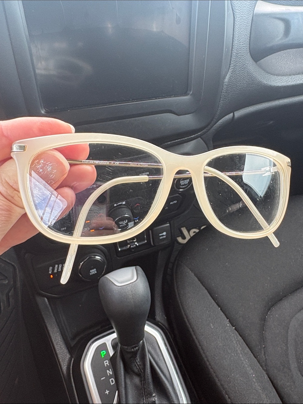 Emporio Armani Cream Cat-Eye Glasses with prescription